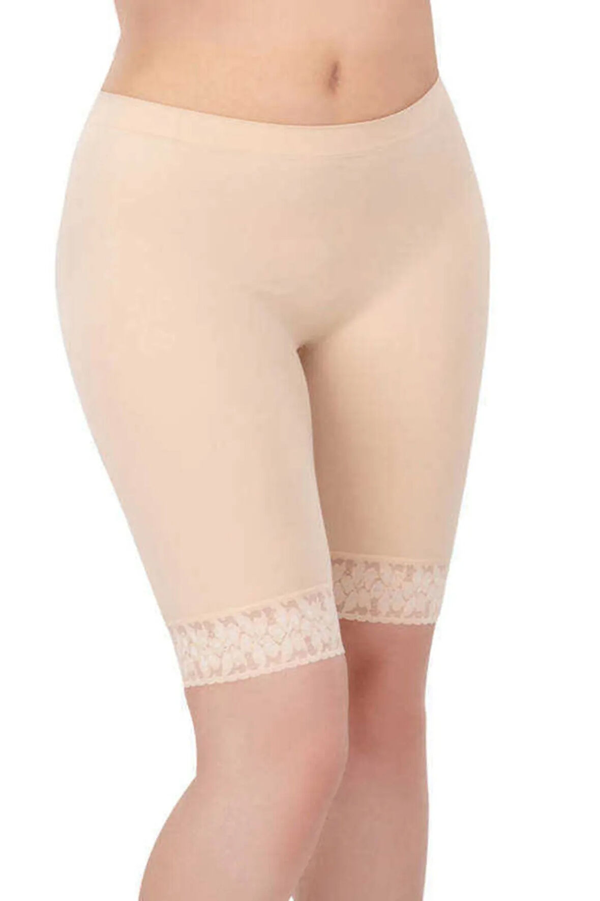 Kadın Ten Dantel Detaylı Uzun Paçalı Dikişsiz Boxer 3004