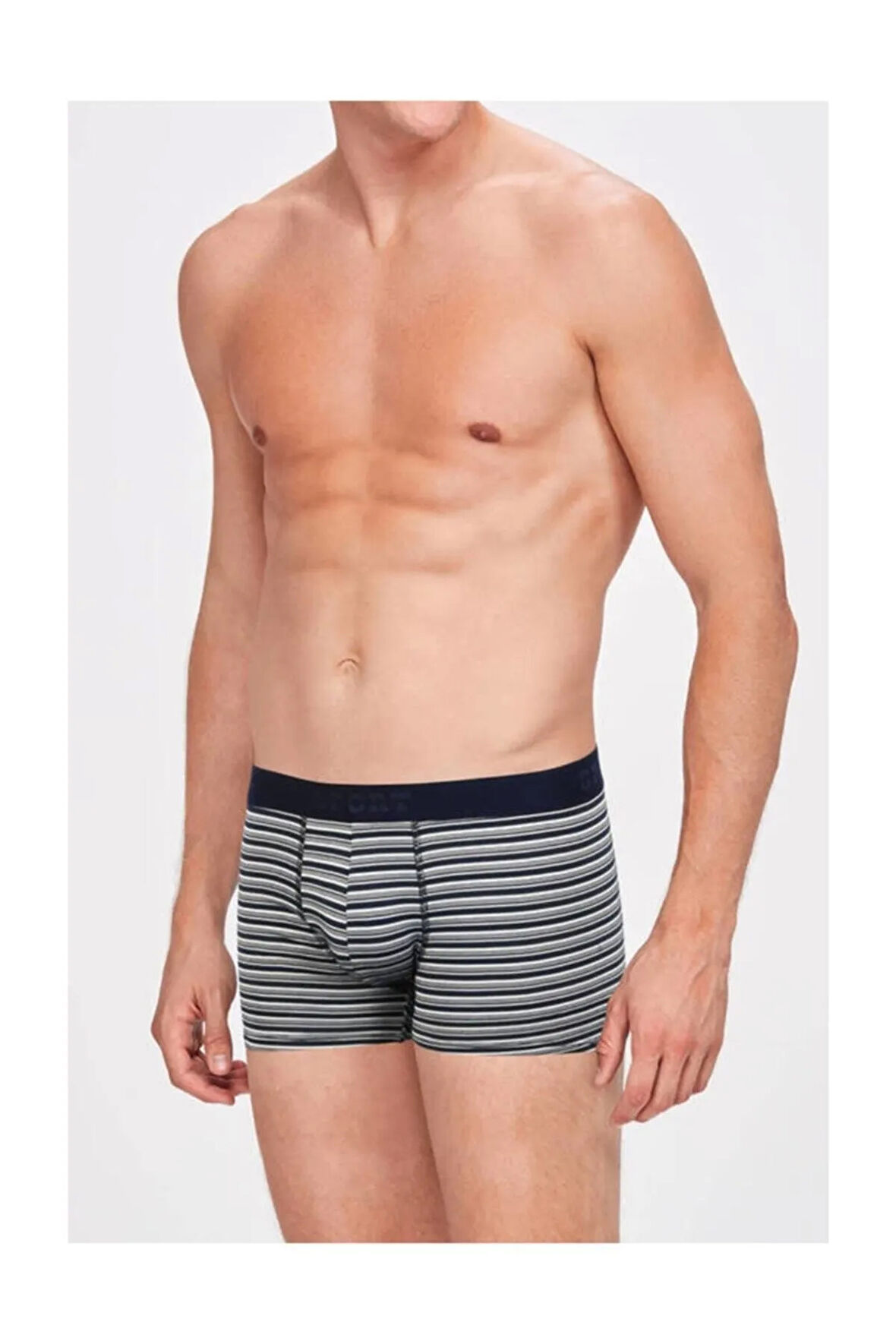 Erkek Lacivert Dima Çizgili Kısa Boxer