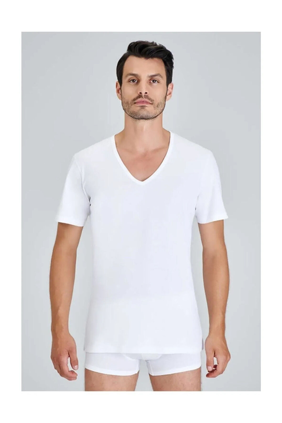 Erkek Beyaz Enrıco V Yaka 2'li T-shirt Atlet