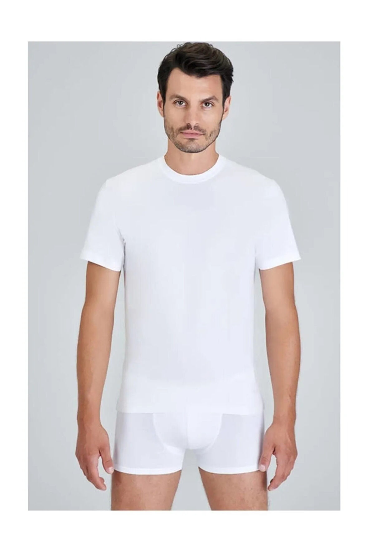 Erkek Beyaz James Bisiklet Yaka 2'li T-shirt