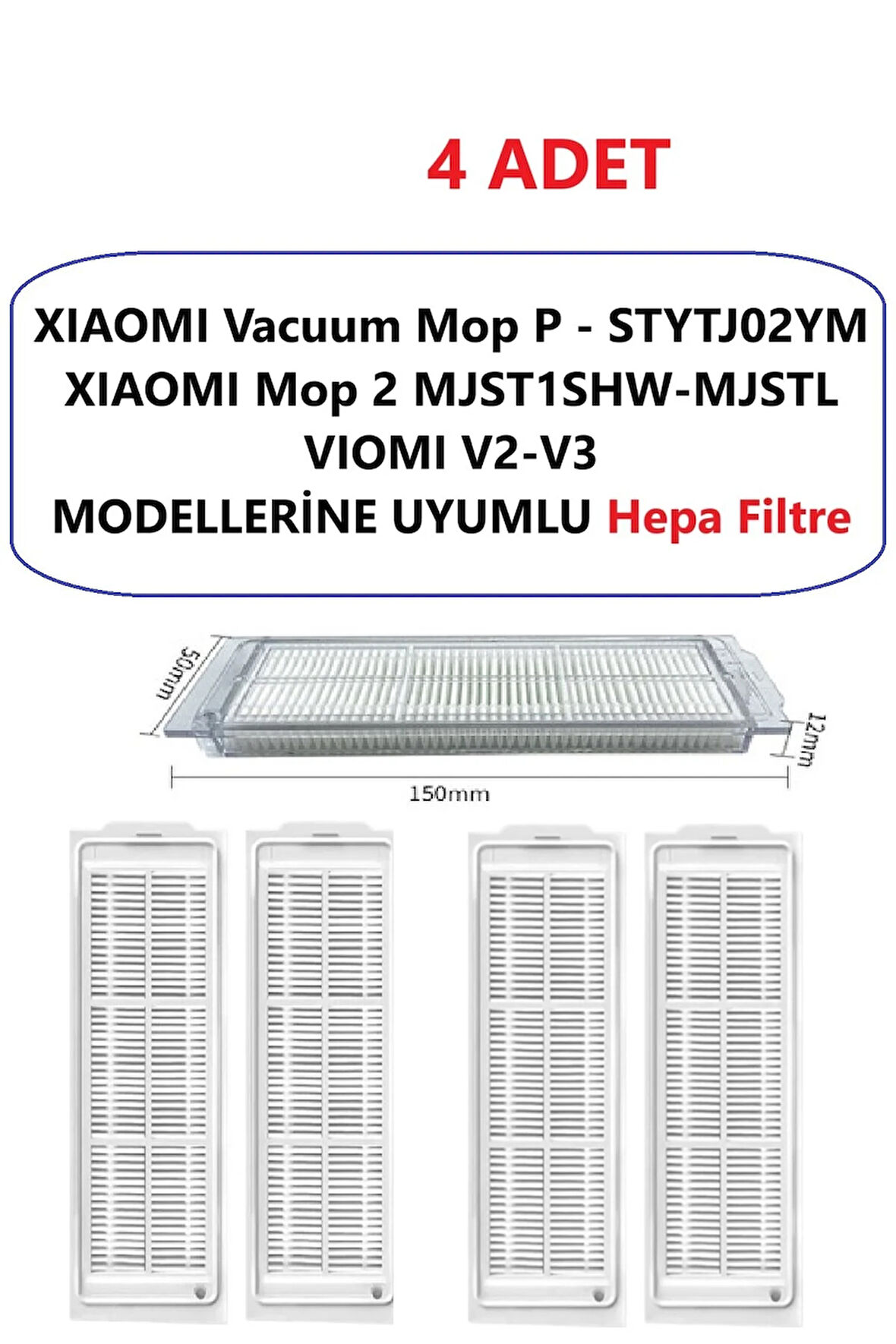 STYTJ02YM XİAOMİ MOP P ve MJST1SHW-MJSTL Mop 2 robot süpürge uyumlu  1 adet hepa filtre