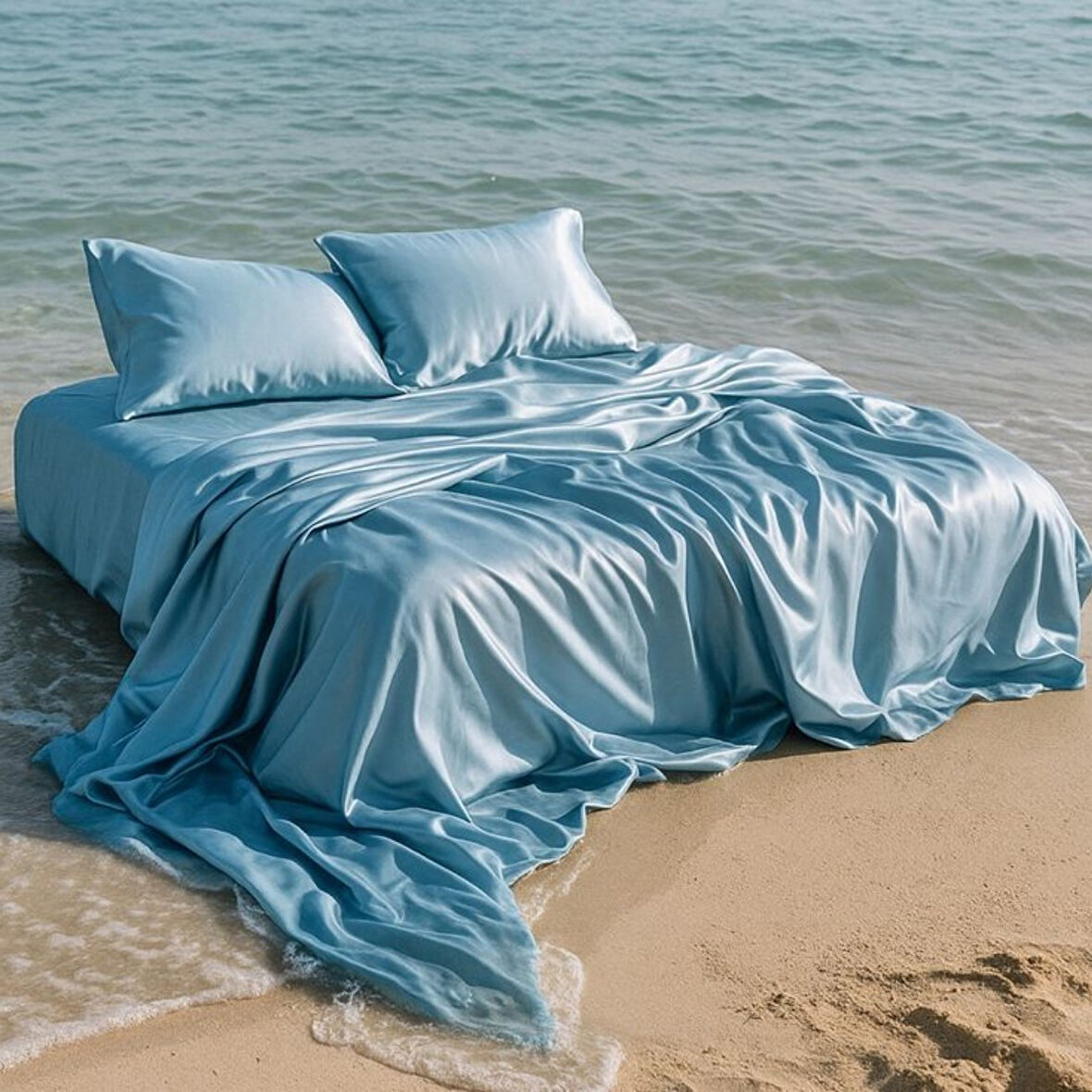 Sylar Antibakteriyel Terletmeyen İpek Saten Yastık Kılıfı 2'li 50x70 Mavi