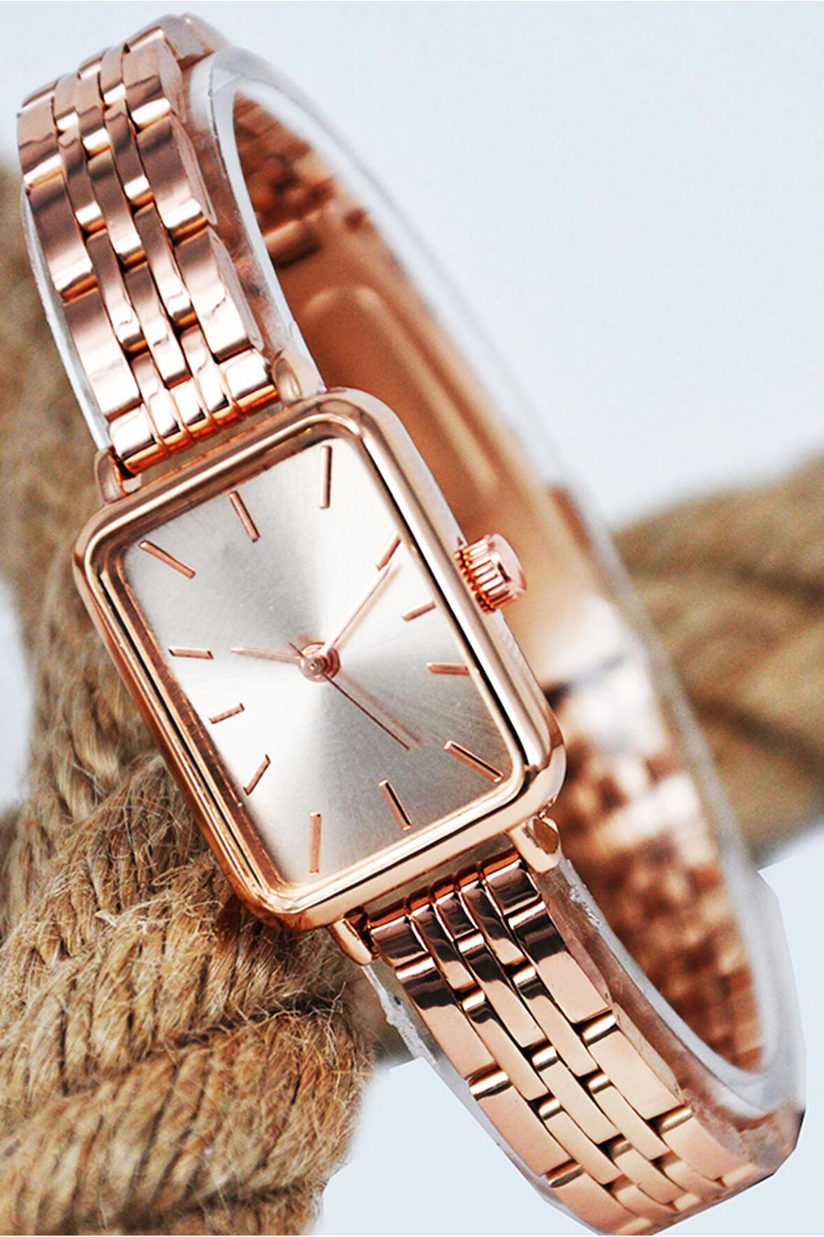Rose Renk Şık Minimal Kasa Vintage Seri Genç Kız Kadın Kol Saati Su-539