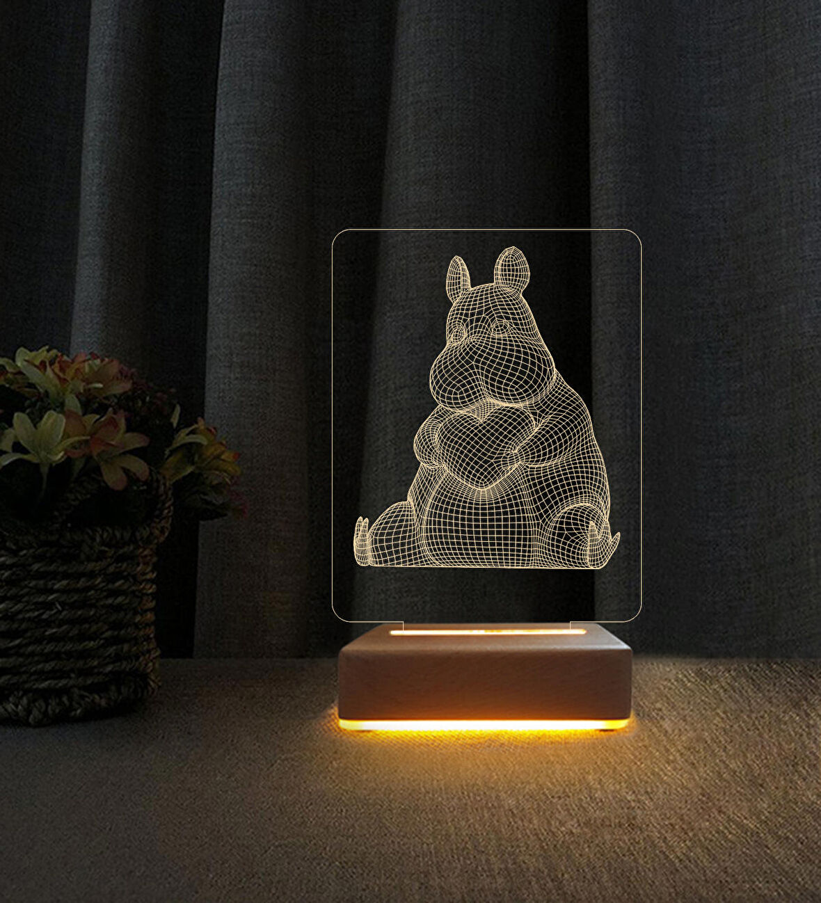 Kalpli Su Aygırı  Tasarımlı Lamba  3d Led Masa Lambası Doğum Günü  Hediyesi Lamba