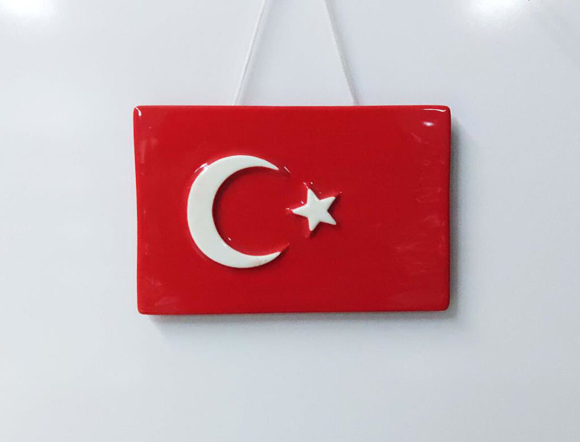 Seramik Türk Bayrağı 23x15 cm