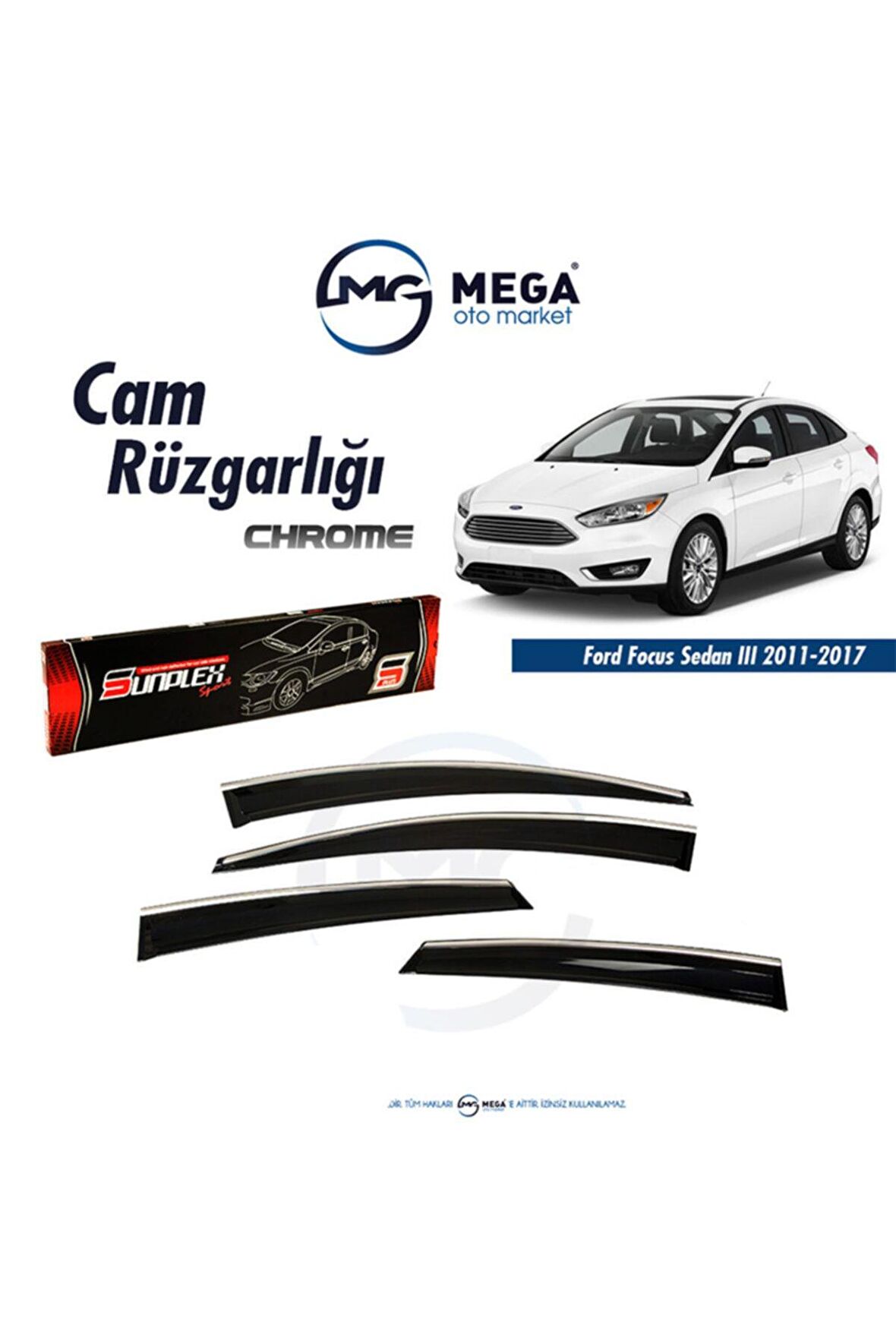 Focus 3 Sedan 2011- Sonrası Krom Cam Rüzgarlık