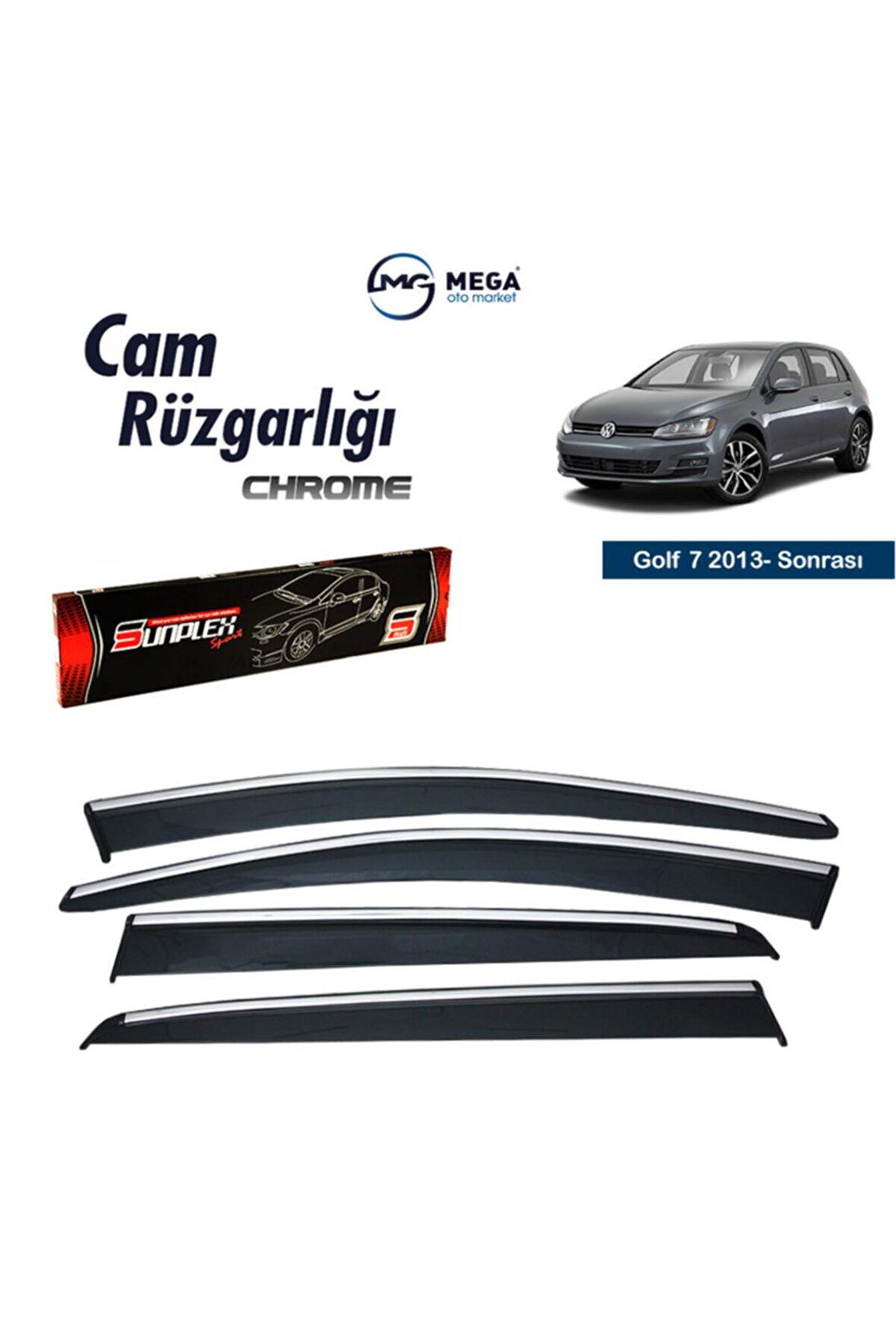 Vw Golf 7 2013- Sonrası Krom Cam Rüzgarlık Sunplex