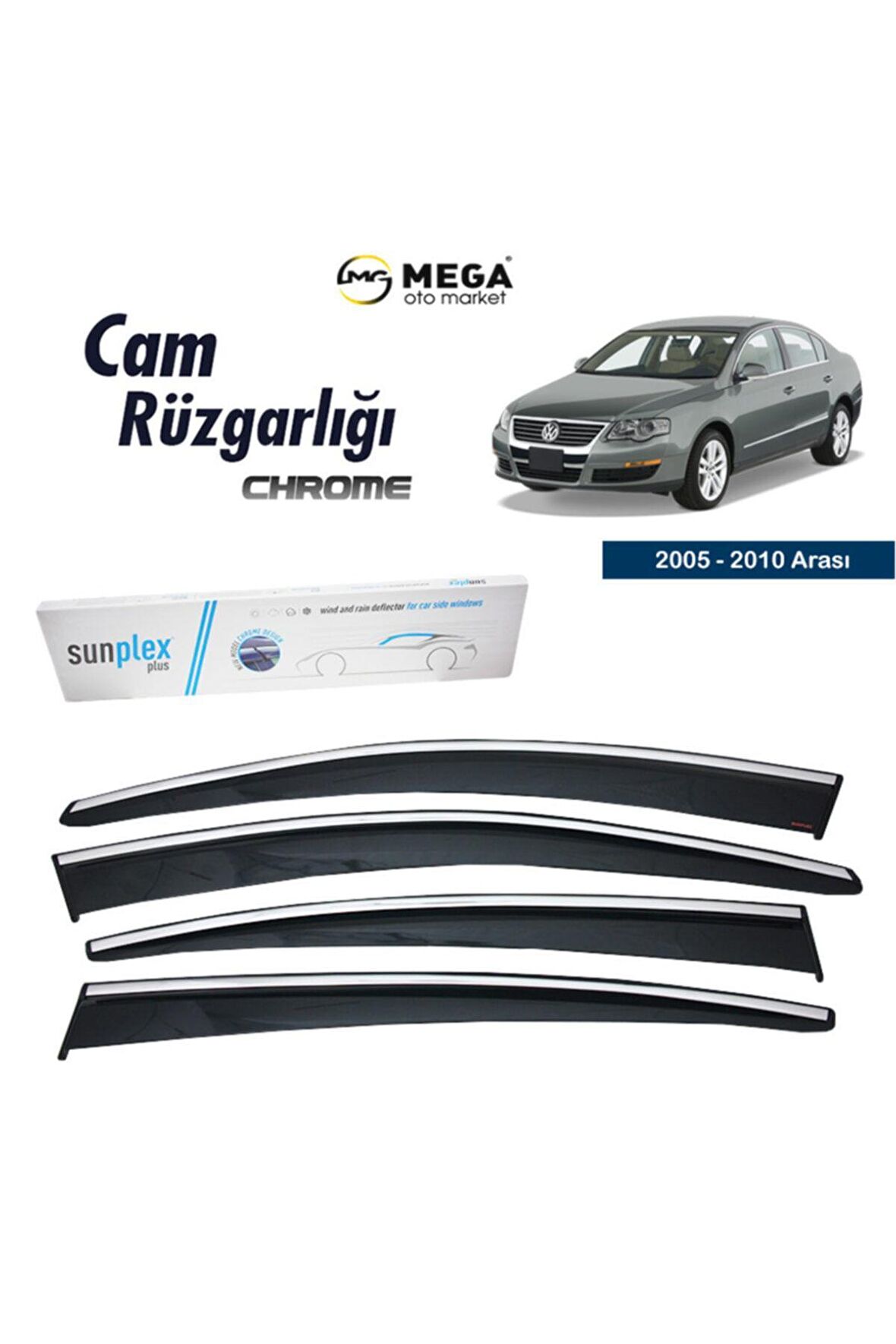 Vw Passat B6 2005 - 2010 Arası Krom Cam Rüzgarlığı