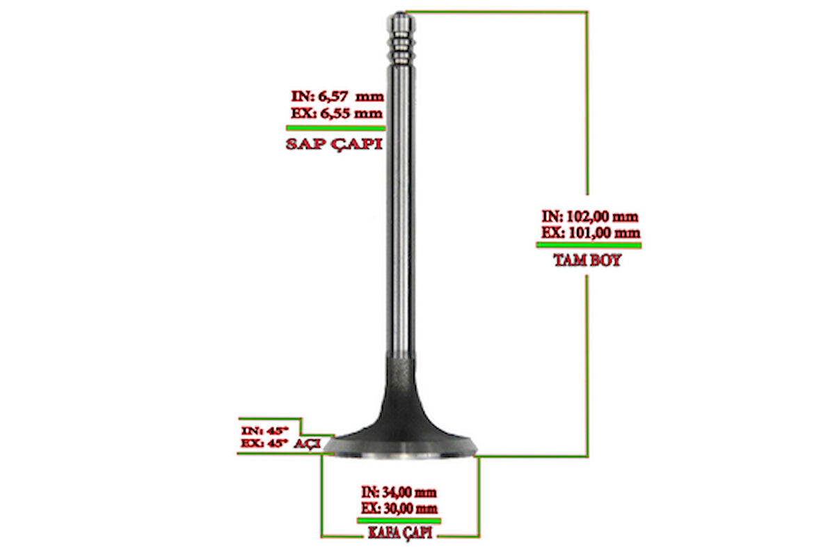 Supar 103016108 Subap Takım-8V Excel 90-95 1.3 1.5-Mitsubishi Lancer 88-91 1.4 MD016461