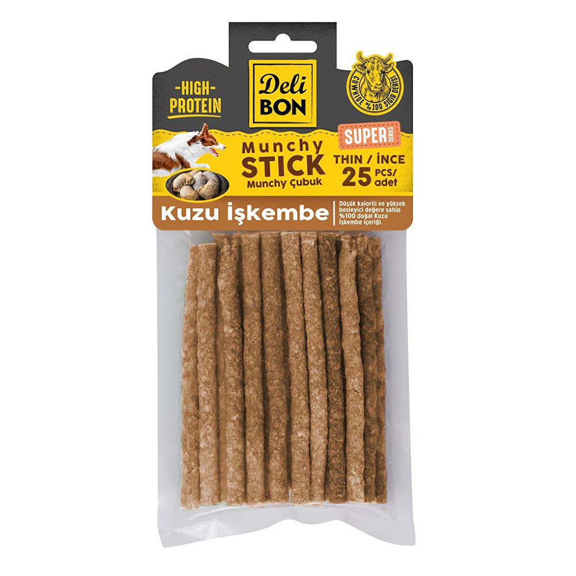 Petlovebutik Delibon Super Munchy Çubuk Kuzu İşkembeli İnce 25 Adet