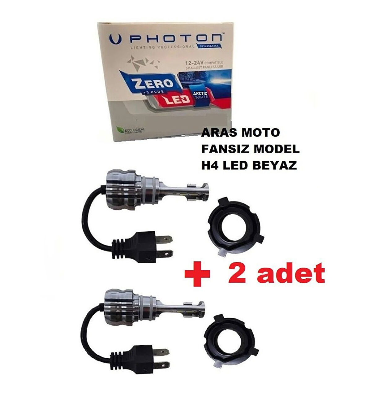 2 Adet Photon H4 12-24 V Xenon Led Ampül Zero Fansız Model (Sessiz) Beyaz Headlight _Supermoto