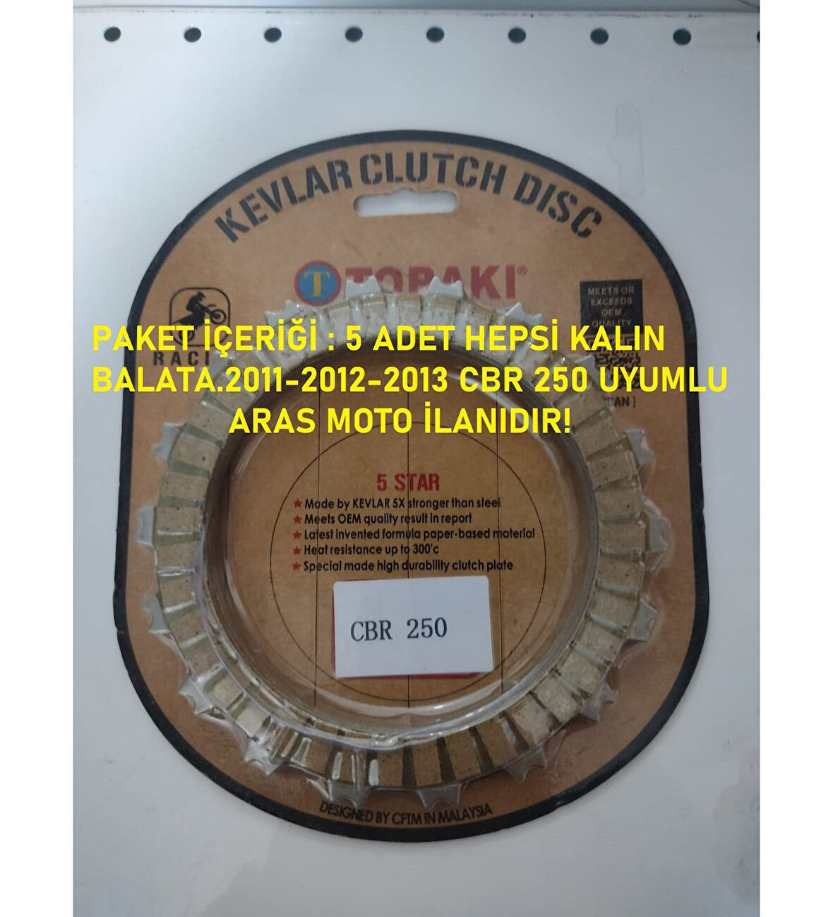 Honda Cbr 250 Debriyaj Balata Seti Oem Kalite Tailand Malı 5 Adet Kalın Balatalı 2011-2013  _Supermoto