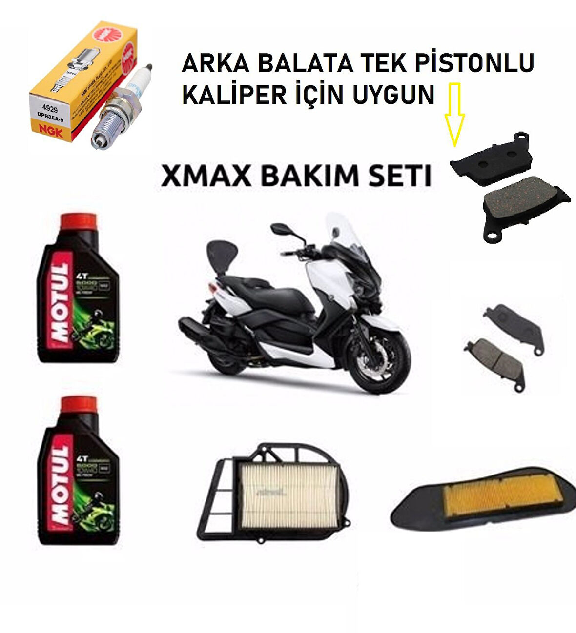 Xmax 250 Xcity 250 Full Bakım Seti Buji Dahil Arka Kaliper Tek Piston Model 2006-2017 _Supermoto