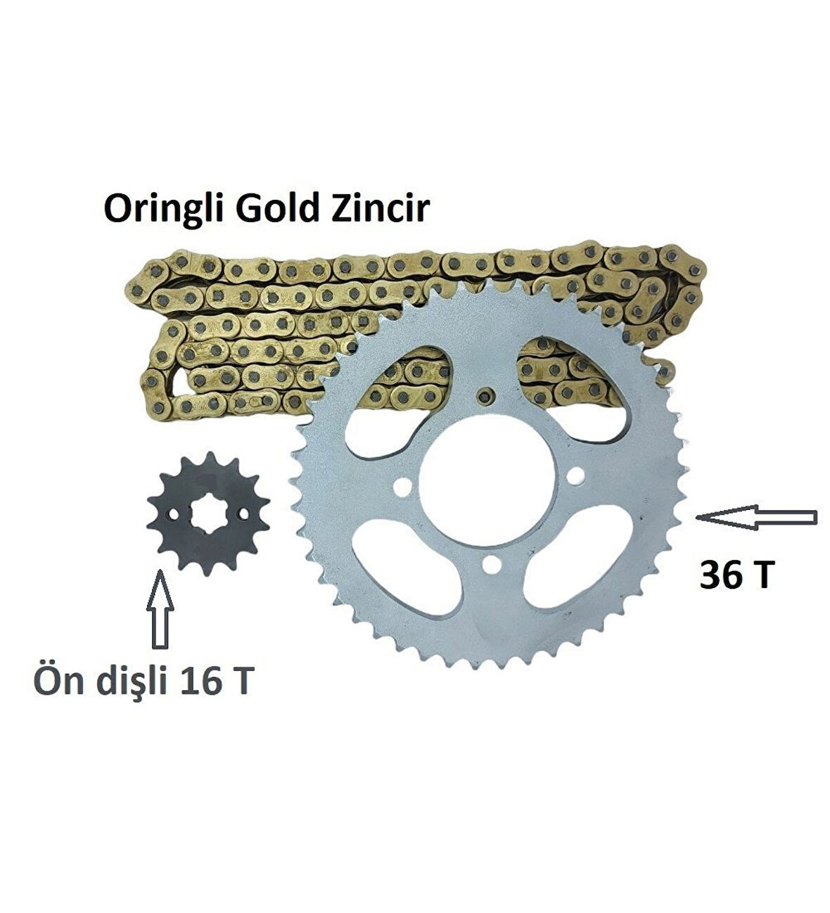 Cbr 125 R Performans Zincir Dişli Takımı Arka Özel Ölçü 36T -Ön 16T Oringli Zincir(2011-18)_Supermoto