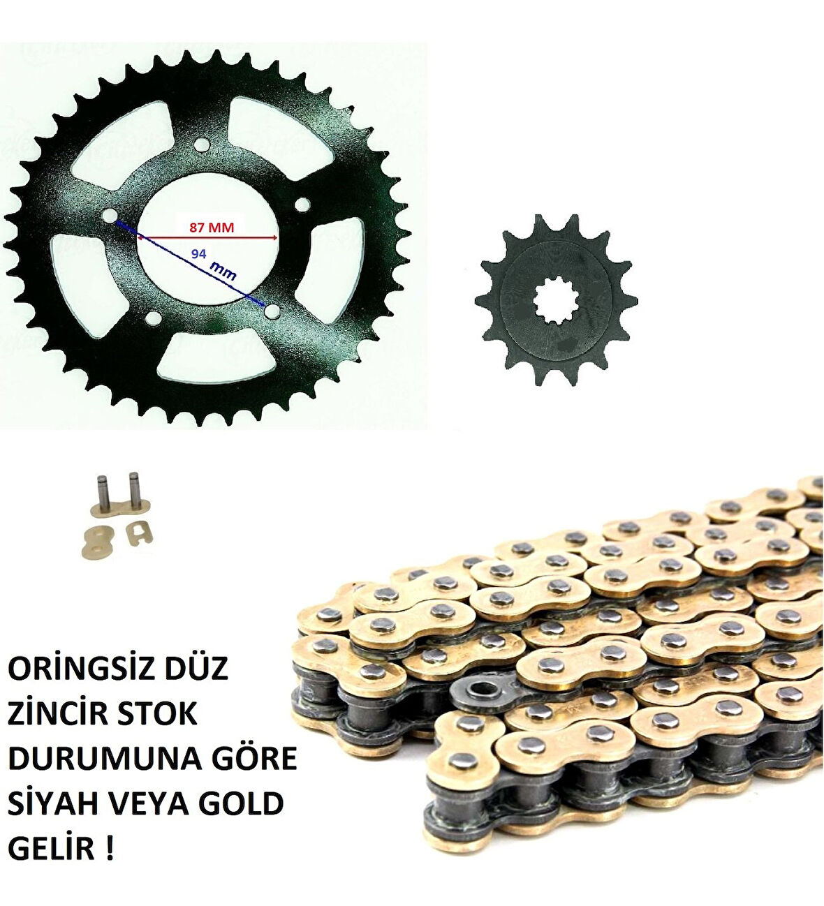 Suzuki Gw 250 ,İnazuma 250 Zincir Dişli Seti Oringsiz Düz Zincirli (520-120 Bakla )_Supermoto