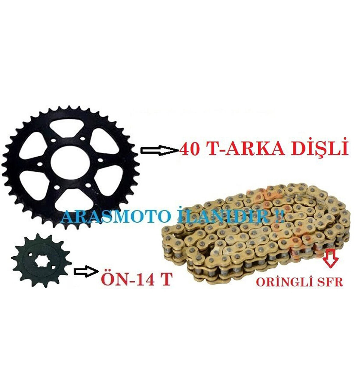 Bajaj Pulsar Ns 200-Rs 200 Oringli Zincir Dişli Takımı Sfr Zincir (40 T-14 T)_Supermoto