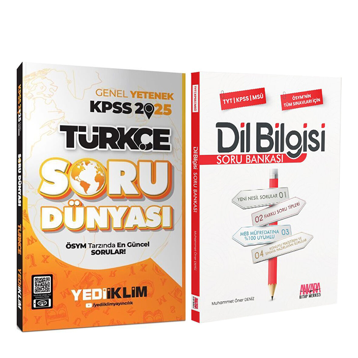 Yediiklim 2025 KPSS Genel Yetenek Türkçe Soru Dünyası ve AKM Dil Bilgisi Soru Bankası Seti 2 Kitap