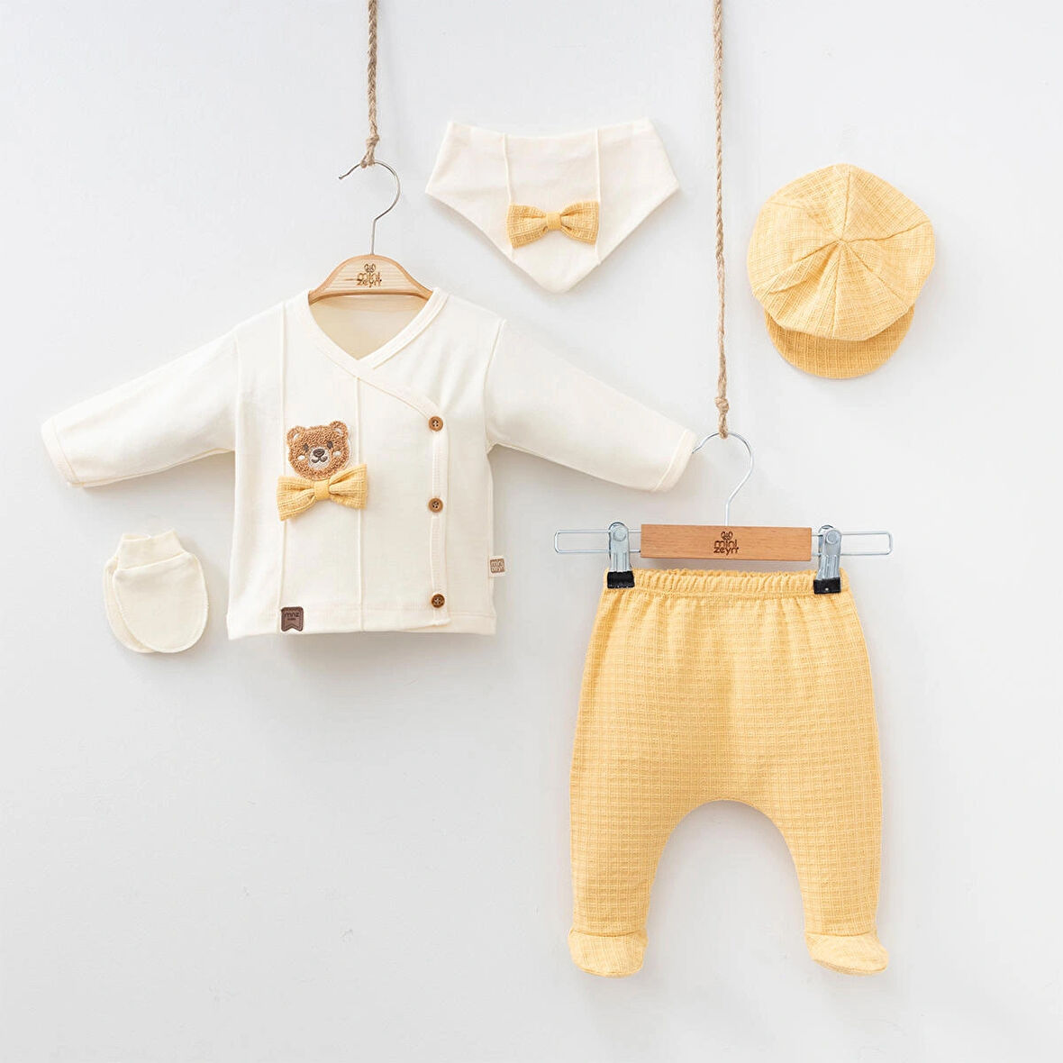 ERKEK BEBEK MİNİZEYN 0-3 AY SÜZENE AYICIK 5 Lİ SET %100 PAMUK