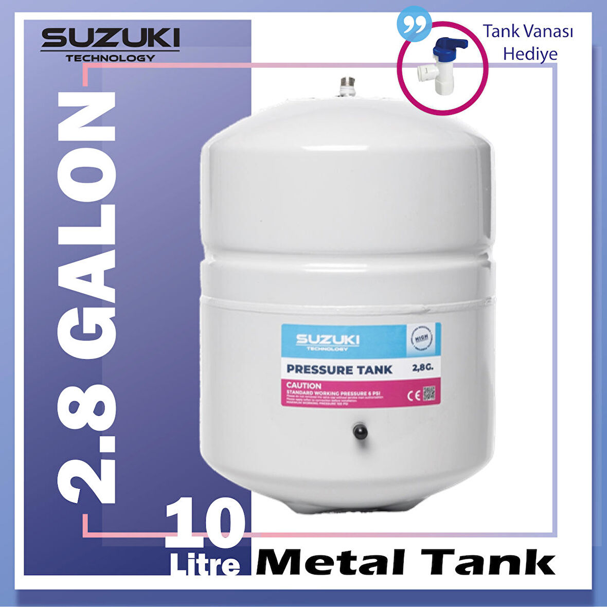 Tüm Su Arıtma Cihazlarına Uyumlu 2,8 Galon (10 Lt) Metal Tank