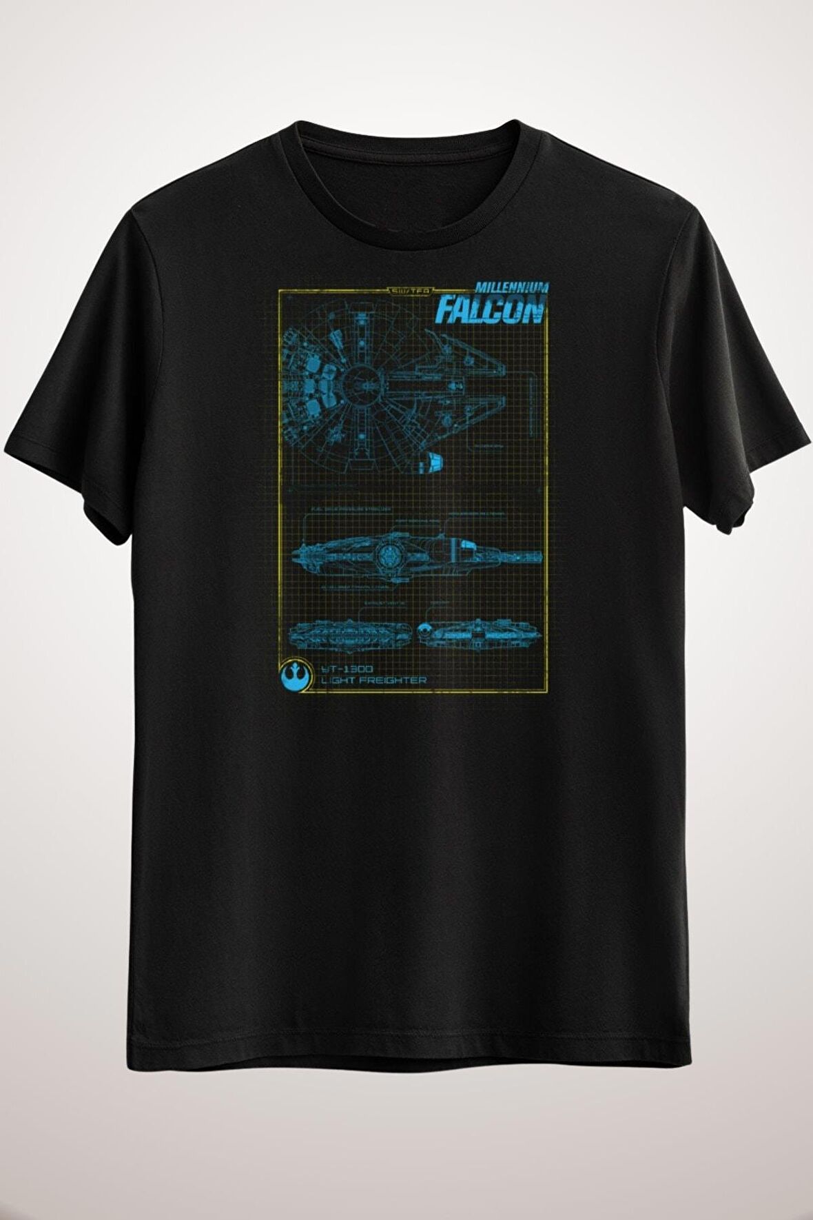 Erkek Siyah Falcon Schematics T-Shirt