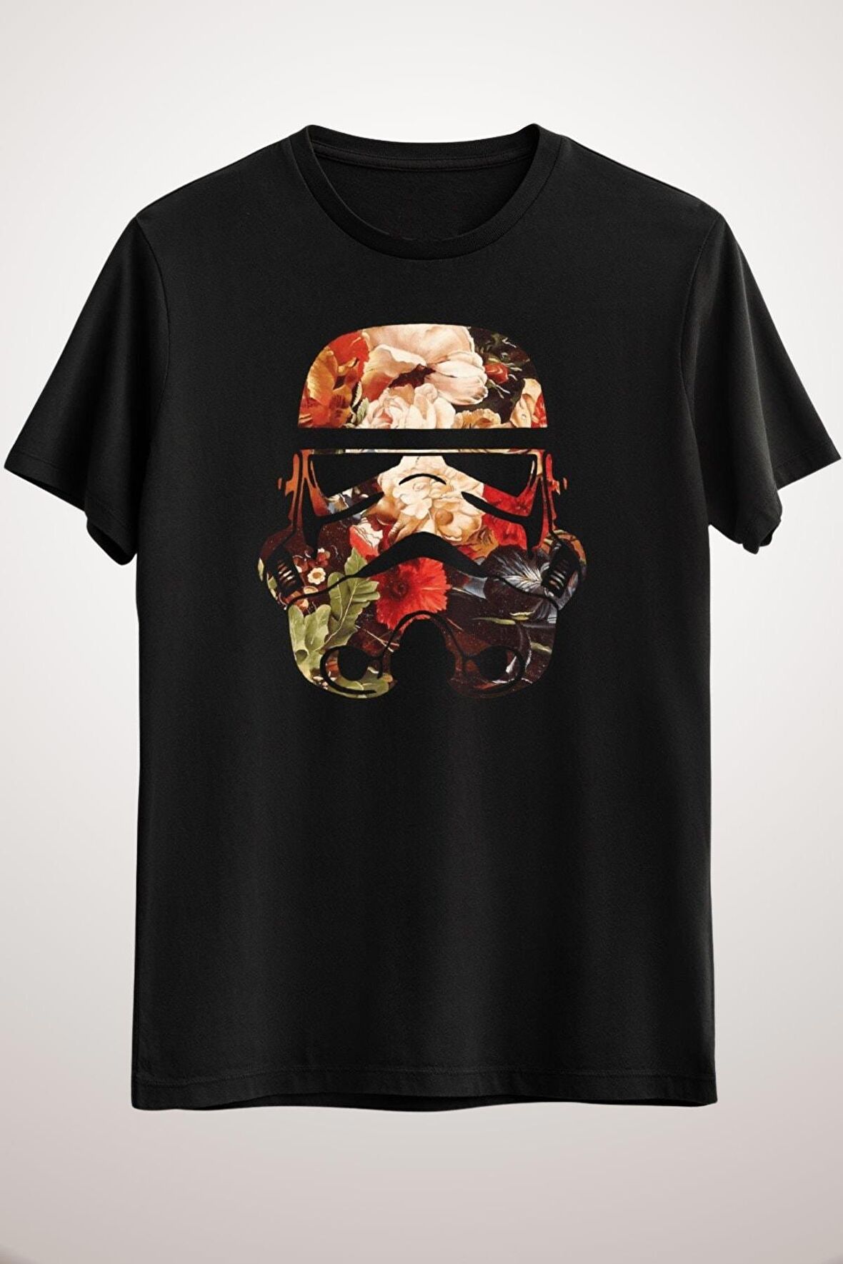 Erkek Siyah Floral Print Stormtrooper Tshirt
