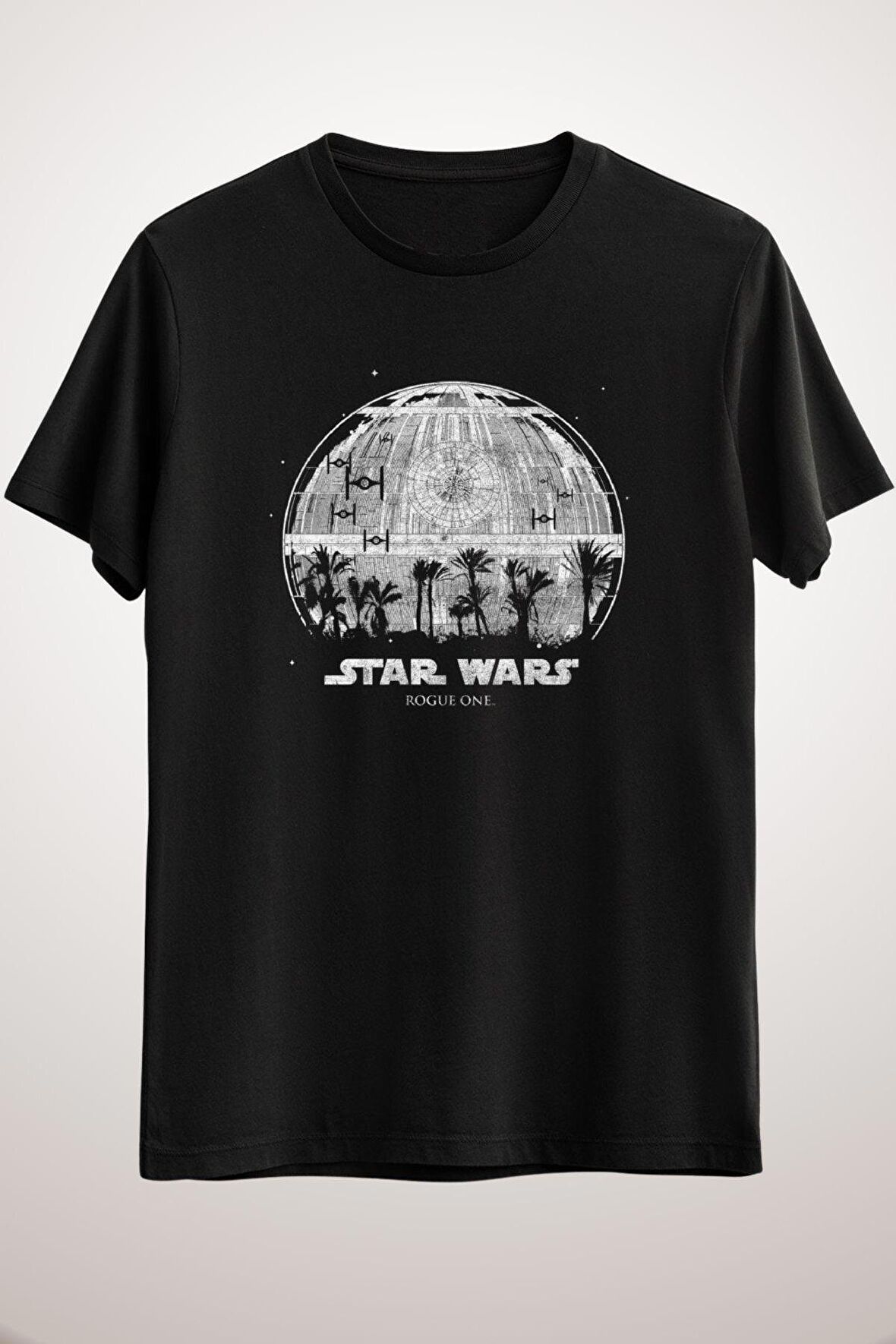 Erkek Siyah Death Star In The Night