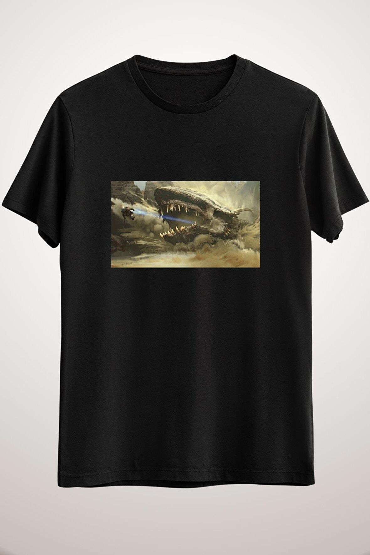 Erkek Siyah Star Wars Mandalorian Defeating The Krayt Dragon