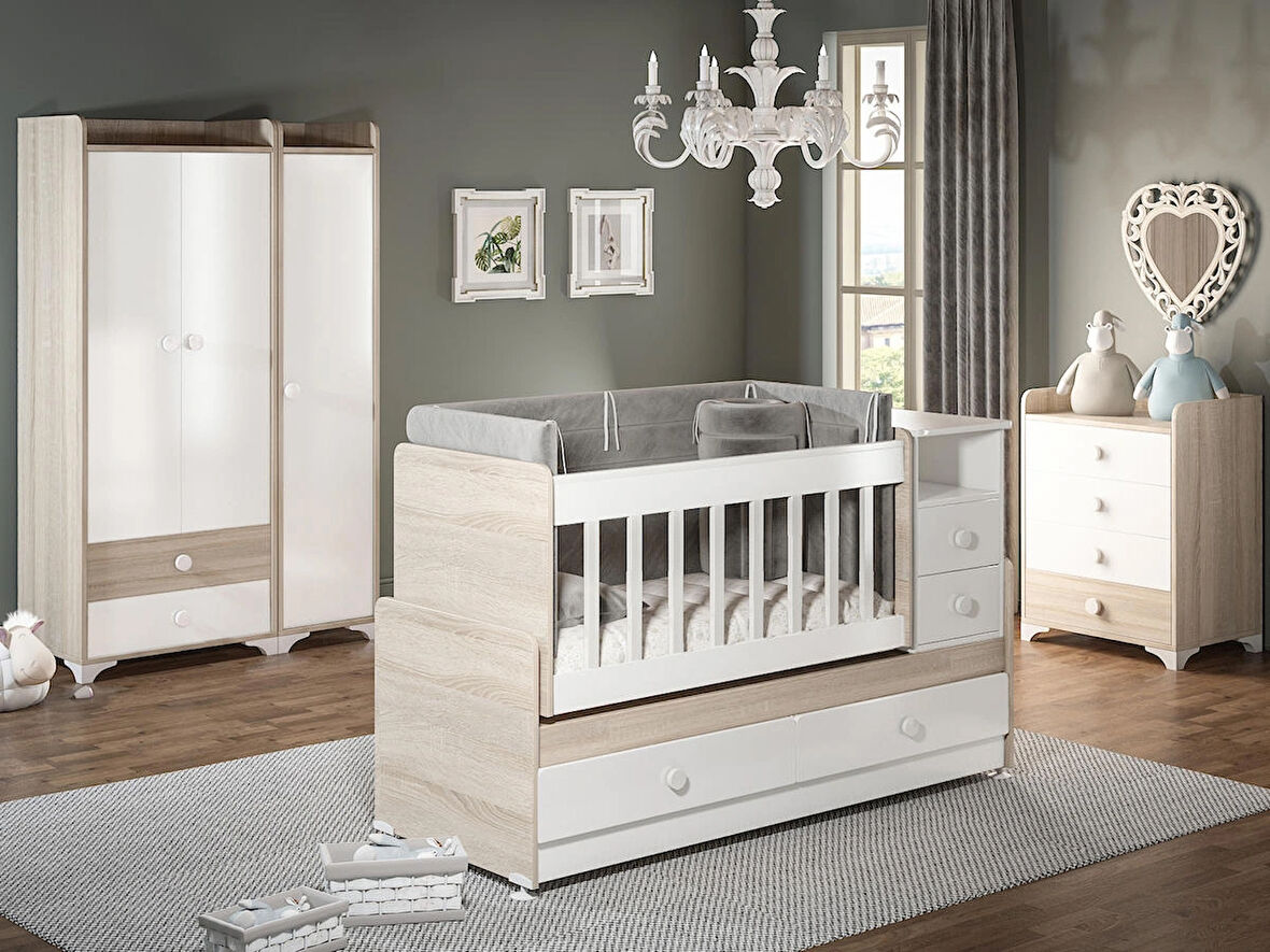 PATİKO SW 704A BÜYÜYEBİLEN BEŞİKLİ BEBEK ODASI TAKIMI
