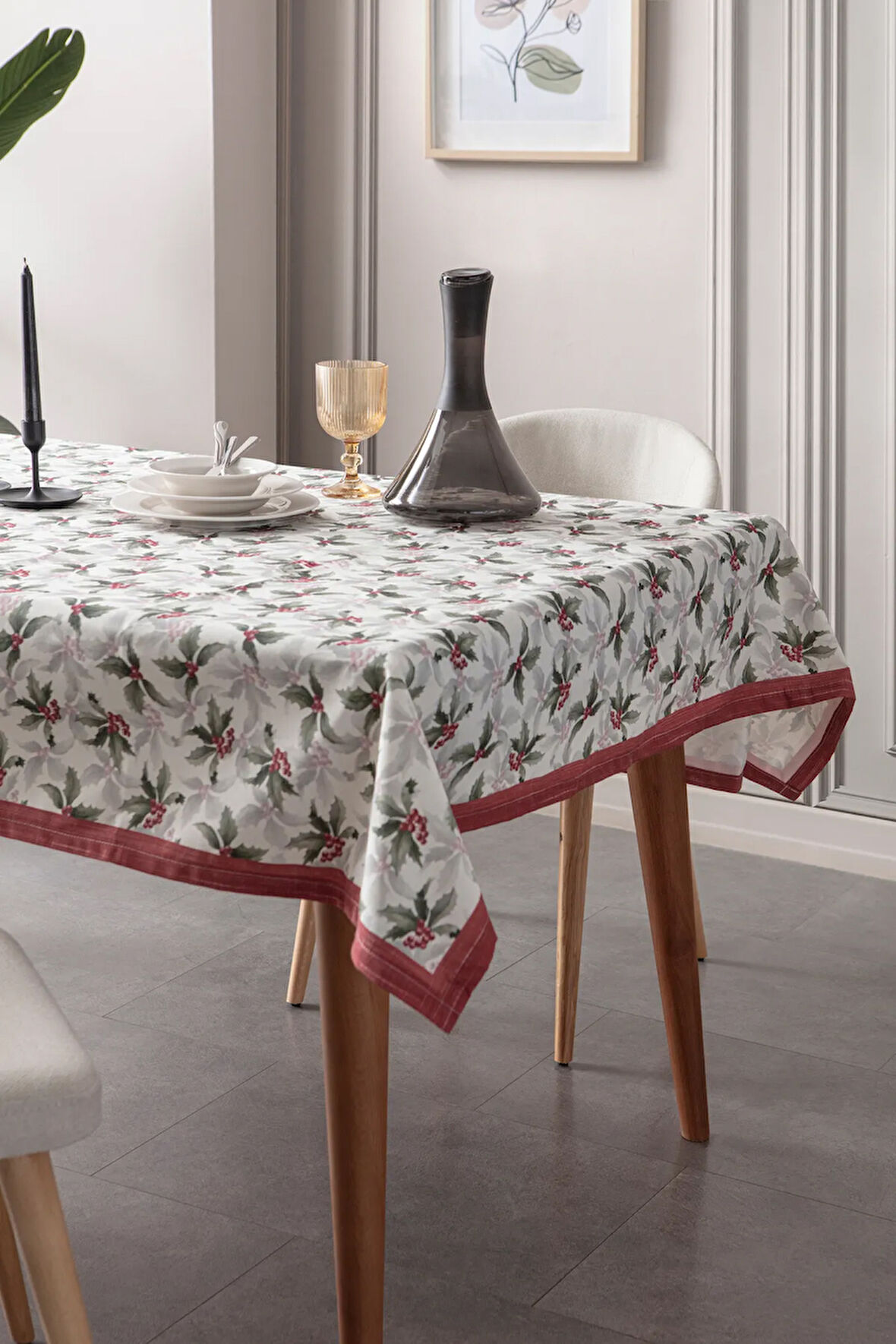 Swita Home Kokina Premium Serisi Duck Keten Leke Tutmaz Salon Mutfak Yemek Odası Masa Örtüsü 155 X 250 Cm