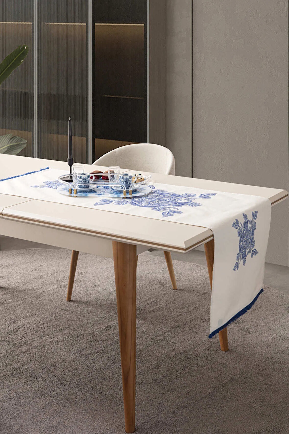 Swita Home Royal Elegance Premium Serisi Duck Keten Runner Leke Tutmaz 45x140