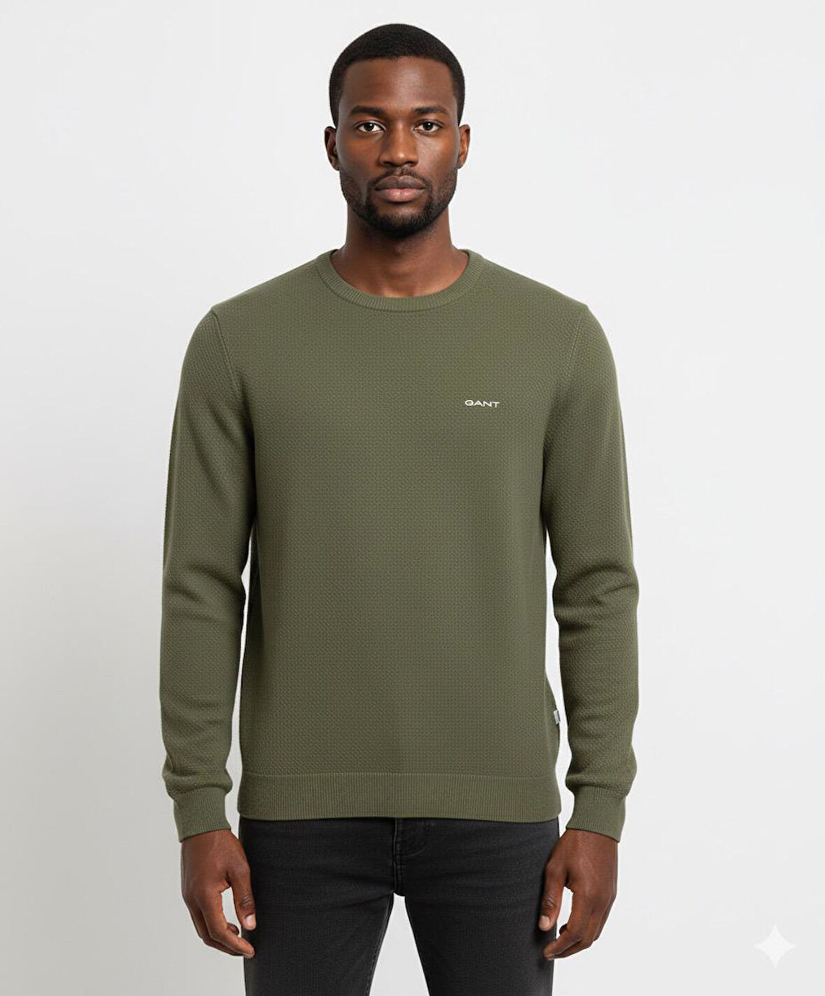 Gant Bisiklet Yaka Erkek Dokulu Sweatshirt