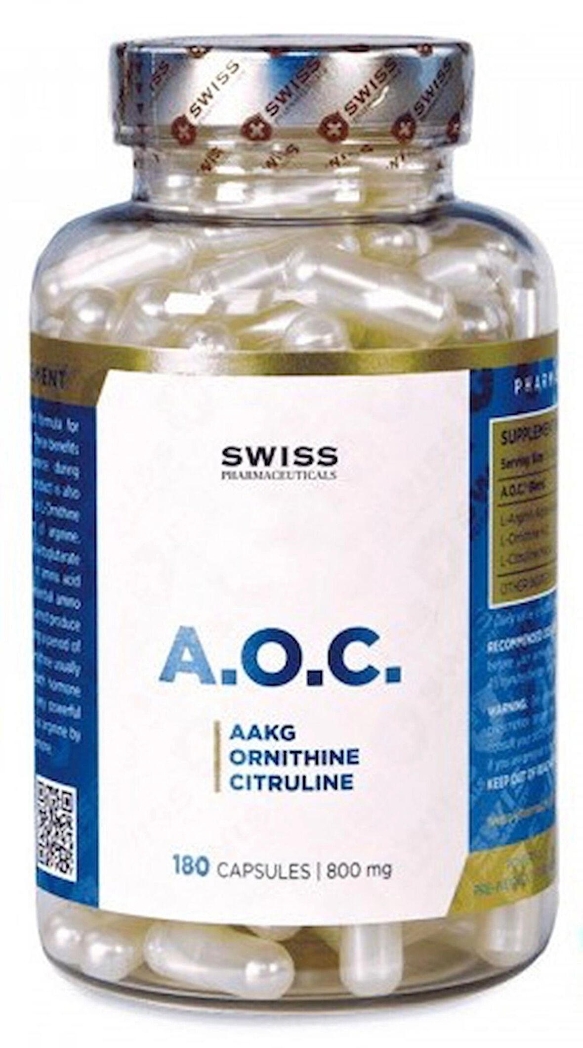 Swiss AOC (Arginine AKG +L-Ornitin HCL +Citrulline malate) 180 Kapsül