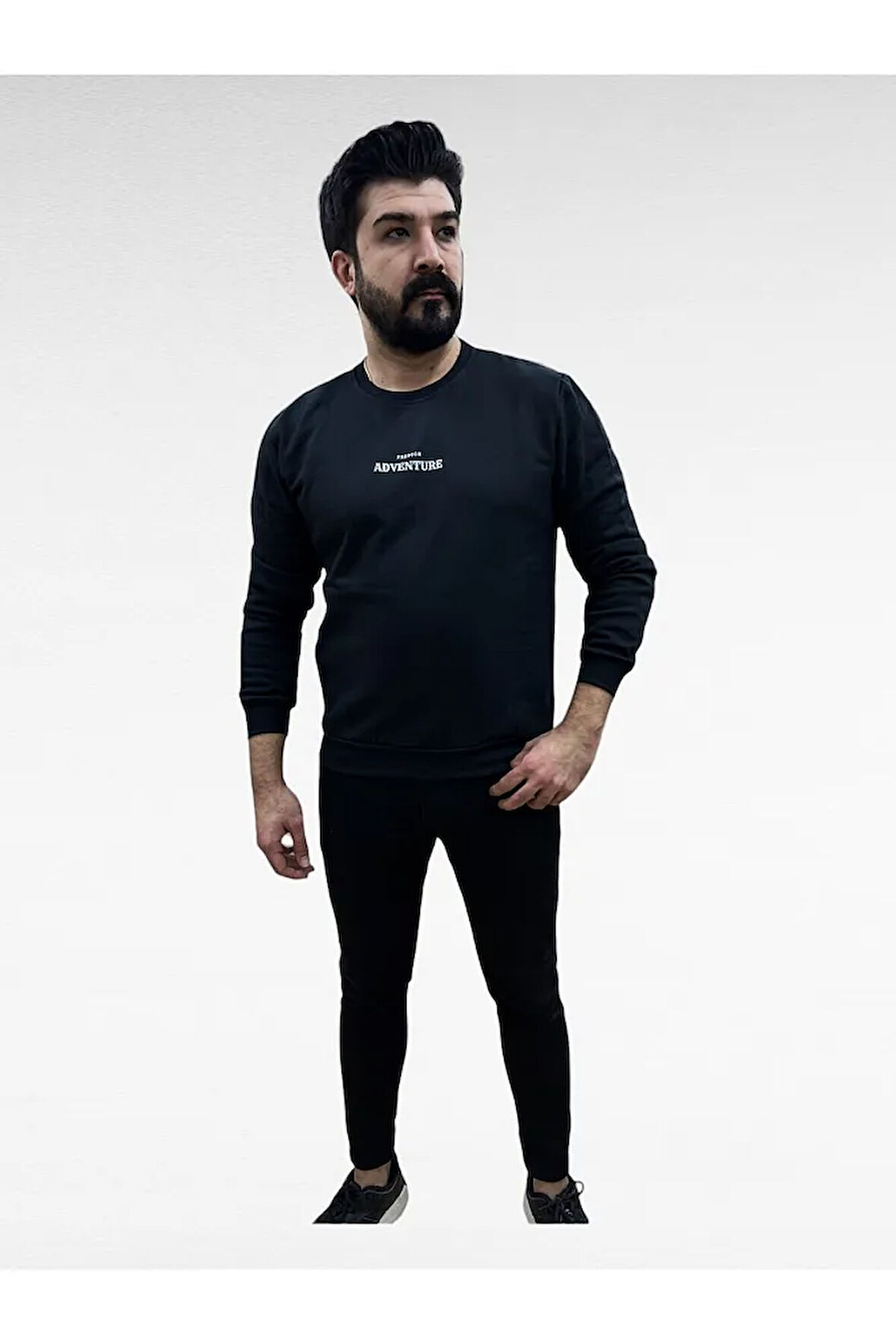 Bisiklet Yaka Erkek Baskılı Sweatshirt