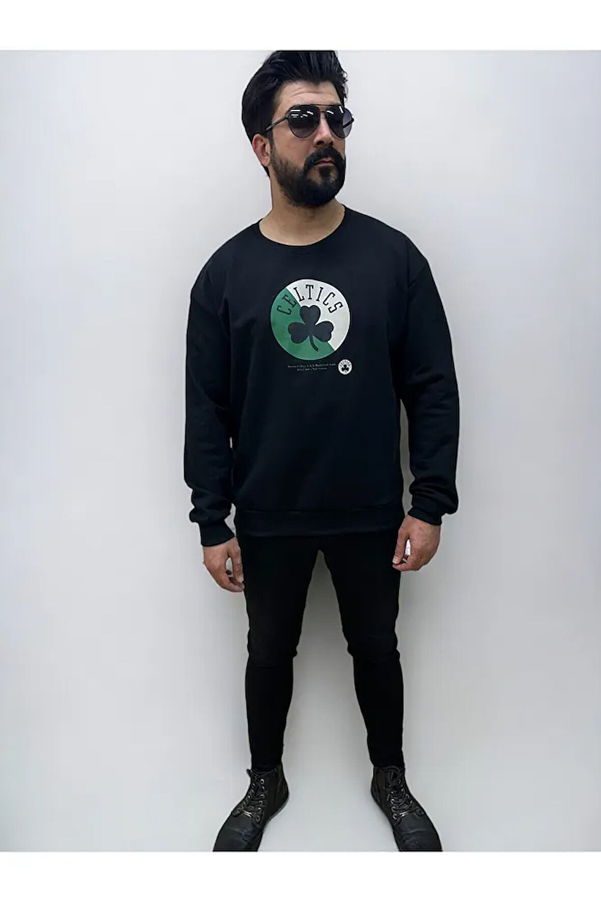 Bisiklet Yaka Erkek Baskılı Sweatshirt