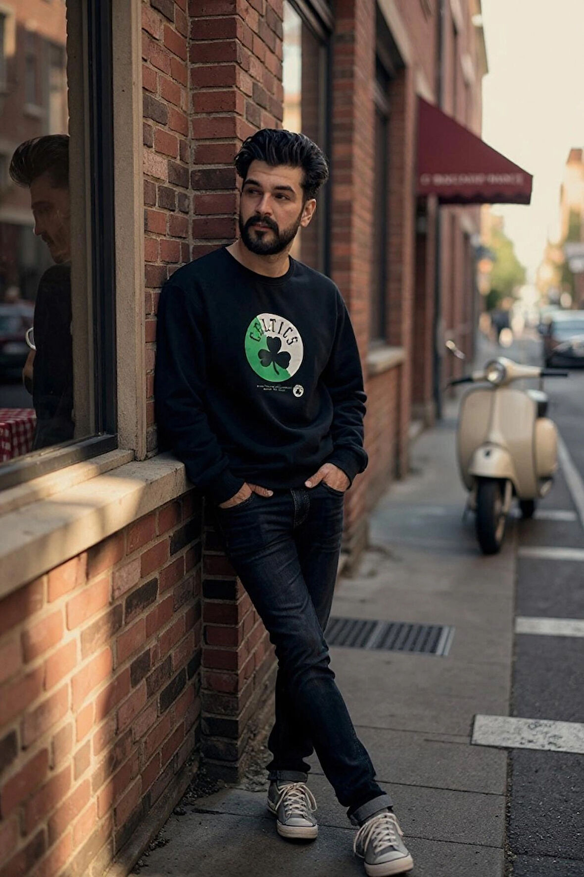 Bisiklet Yaka Erkek Baskılı Sweatshirt