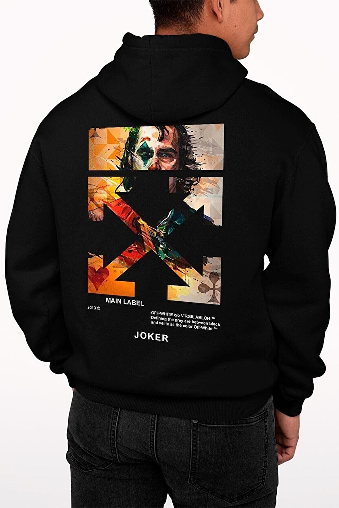 Siyah Unisex Joker Hoodie, Joker Kapşonlu Sweatshirt Sırt Baskı