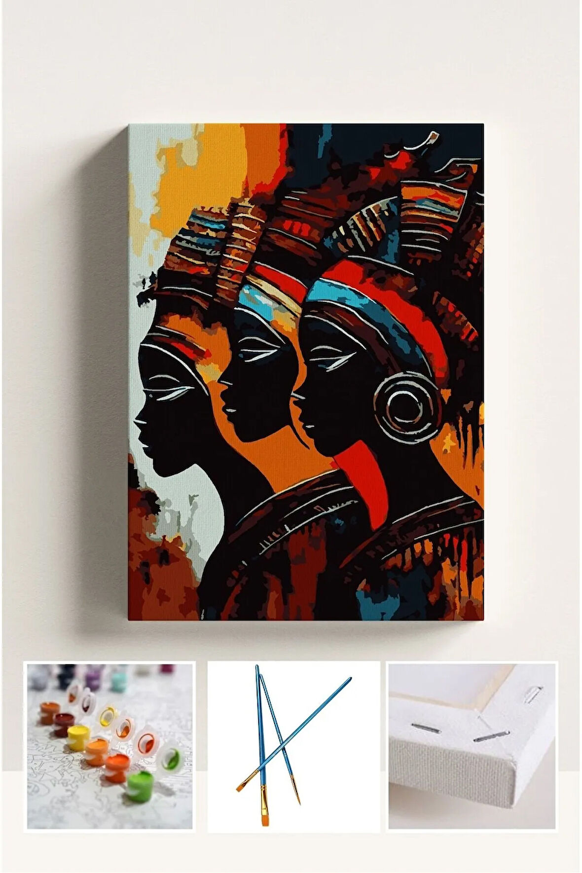 Sayılarla Boyama Çerçeveli Hobi Seti Numaralı Tuval Fırça Boya Dahil Kasnaklı 40x50