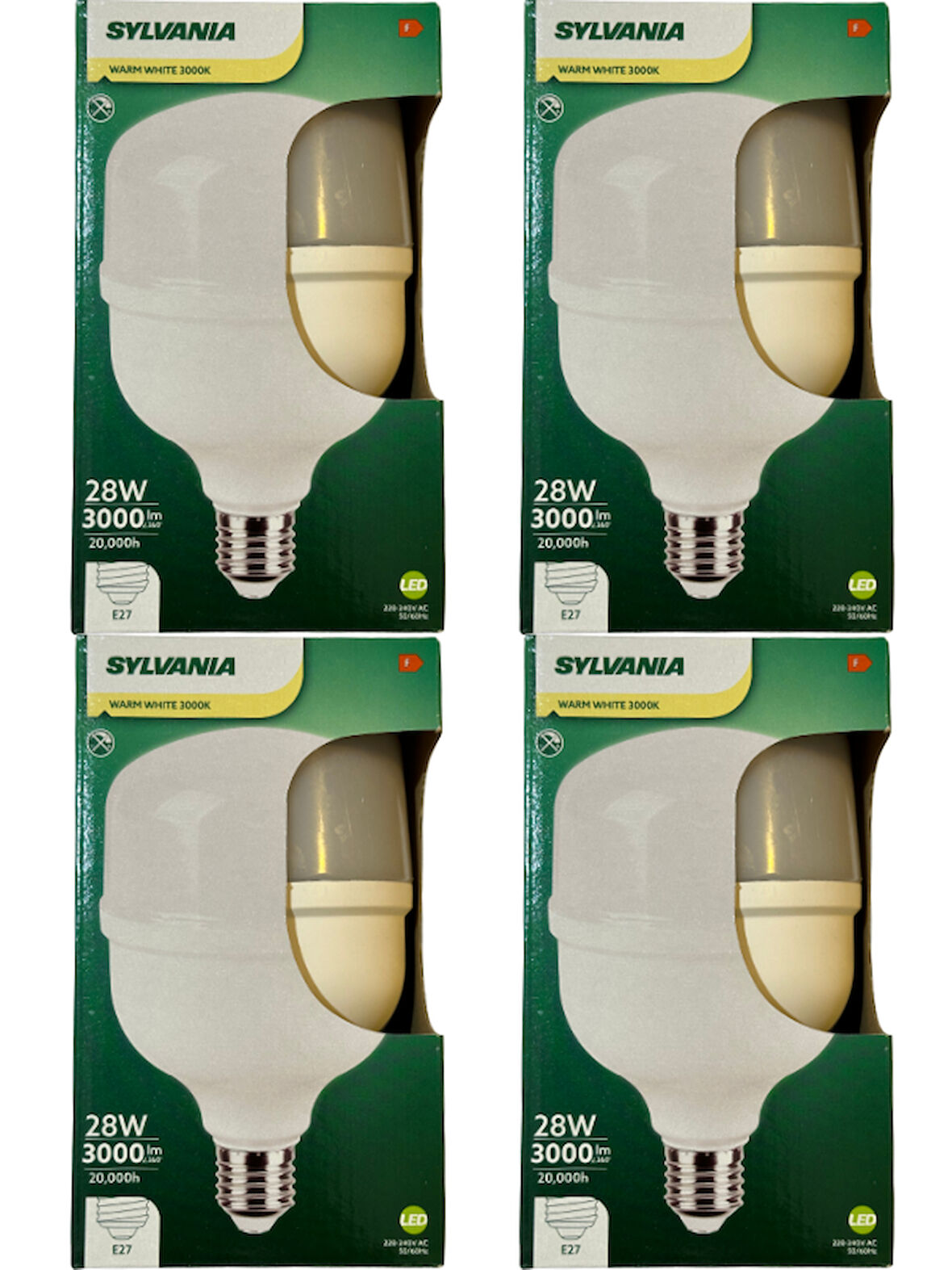 Sylvania 28W 3000K (Sarı Işık) E27 Duylu Torch Ampul (4 Adet)