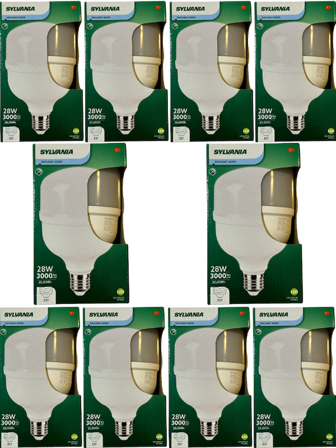 Sylvania 28W 6500K (Beyaz Işık) E27 Duylu Torch Ampul (10 Adet)