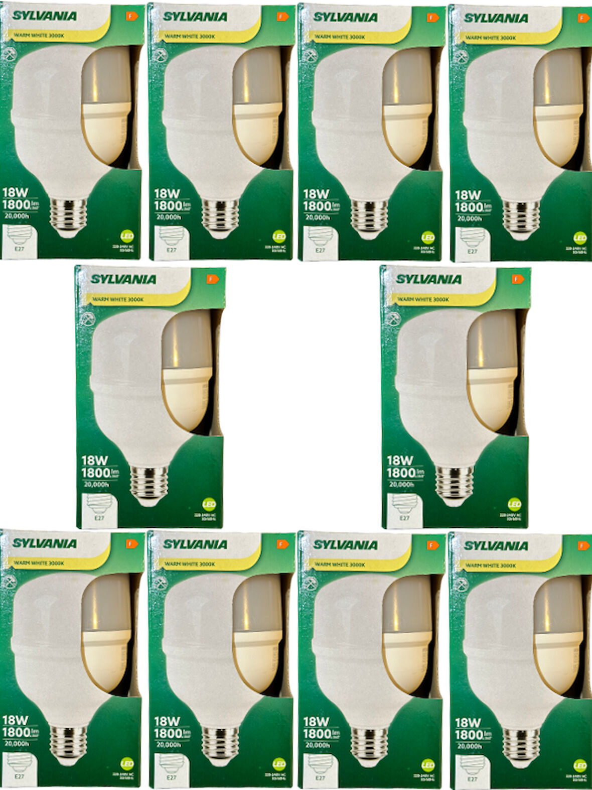 Sylvania 18W 3000K (Sarı Işık) E27 Duylu Torch Ampul (10 Adet)