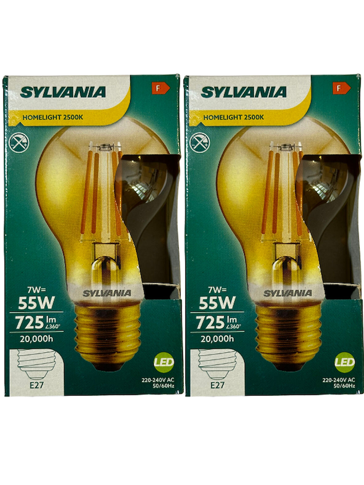 Sylvania 7W 2500K (Sarı Işık) E27 Duylu Rustik Led Ampul (2 Adet)