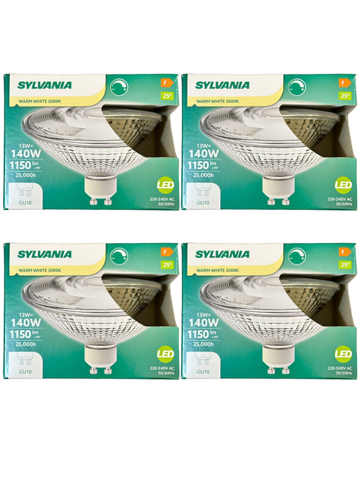 Sylvania 13W (140W) 3000K (Sarı Işık) GU10 Duylu Dim Edilebilir Led Spot Ampul (4 Adet)