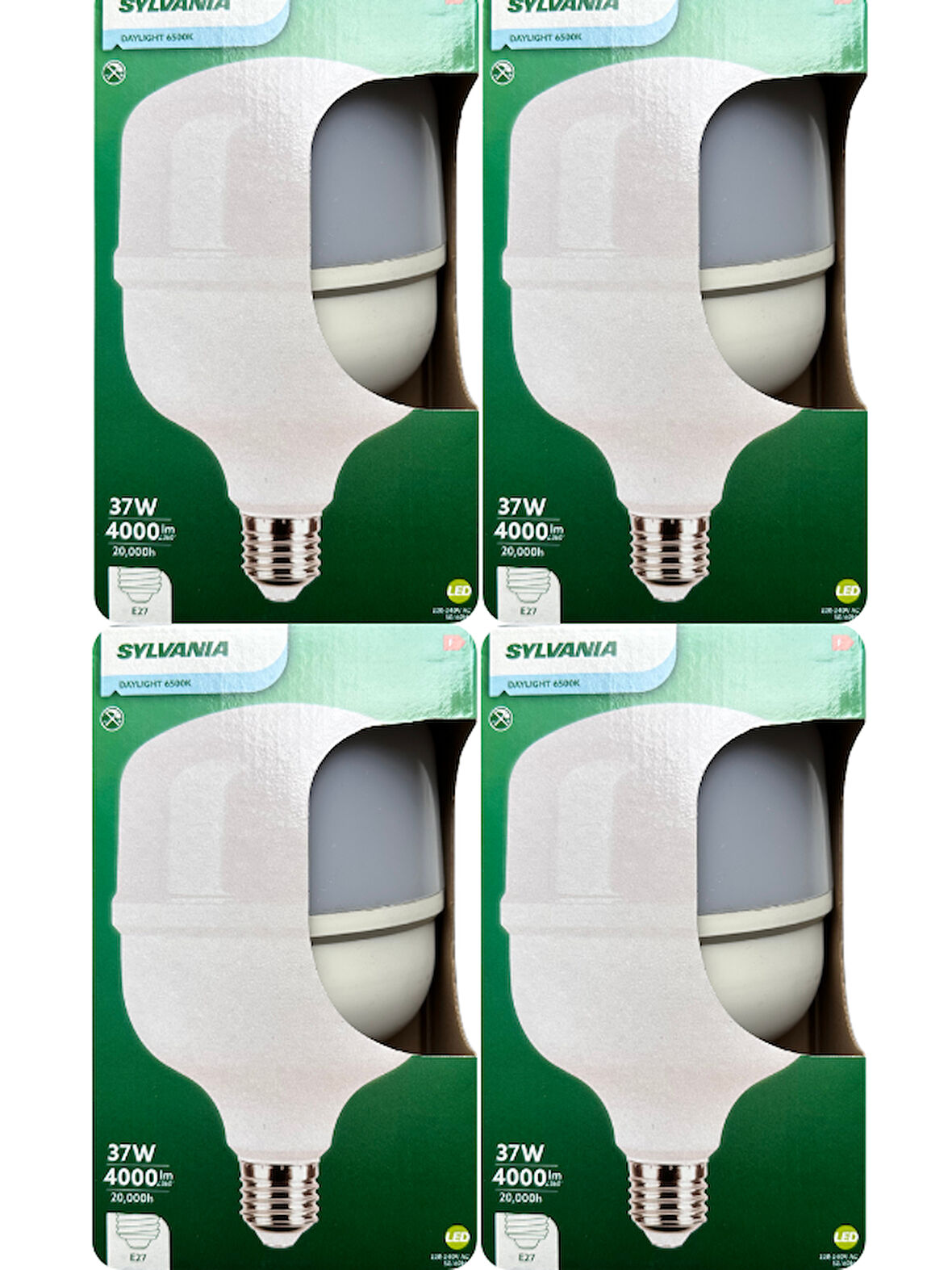 (4 Adet) Sylvania 37W 6500K (Beyaz Işık) E27 Duylu (Kalın Duy) Torch Led Ampul