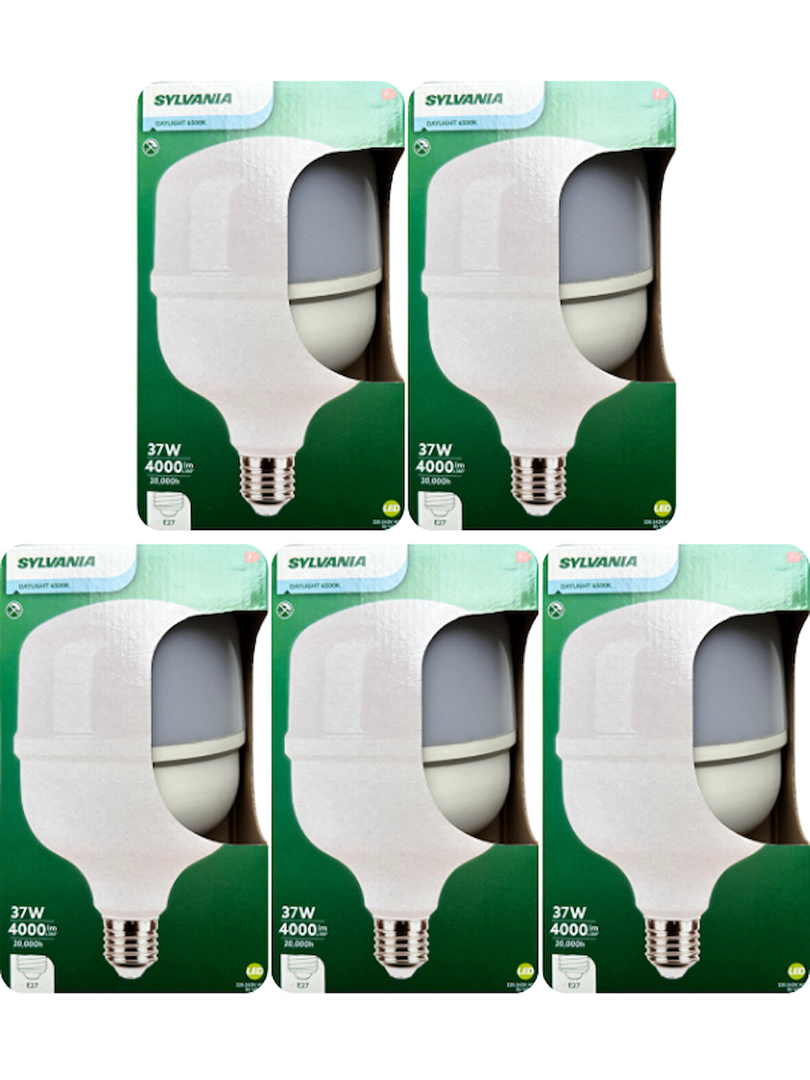 (5 Adet) Sylvania 37W 6500K (Beyaz Işık) E27 Duylu (Kalın Duy) Torch Led Ampul