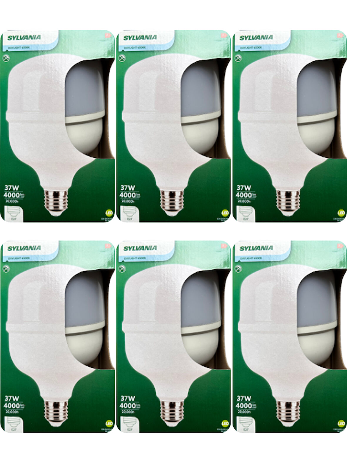 (6 Adet) Sylvania 37W 6500K (Beyaz Işık) E27 Duylu (Kalın Duy) Torch Led Ampul