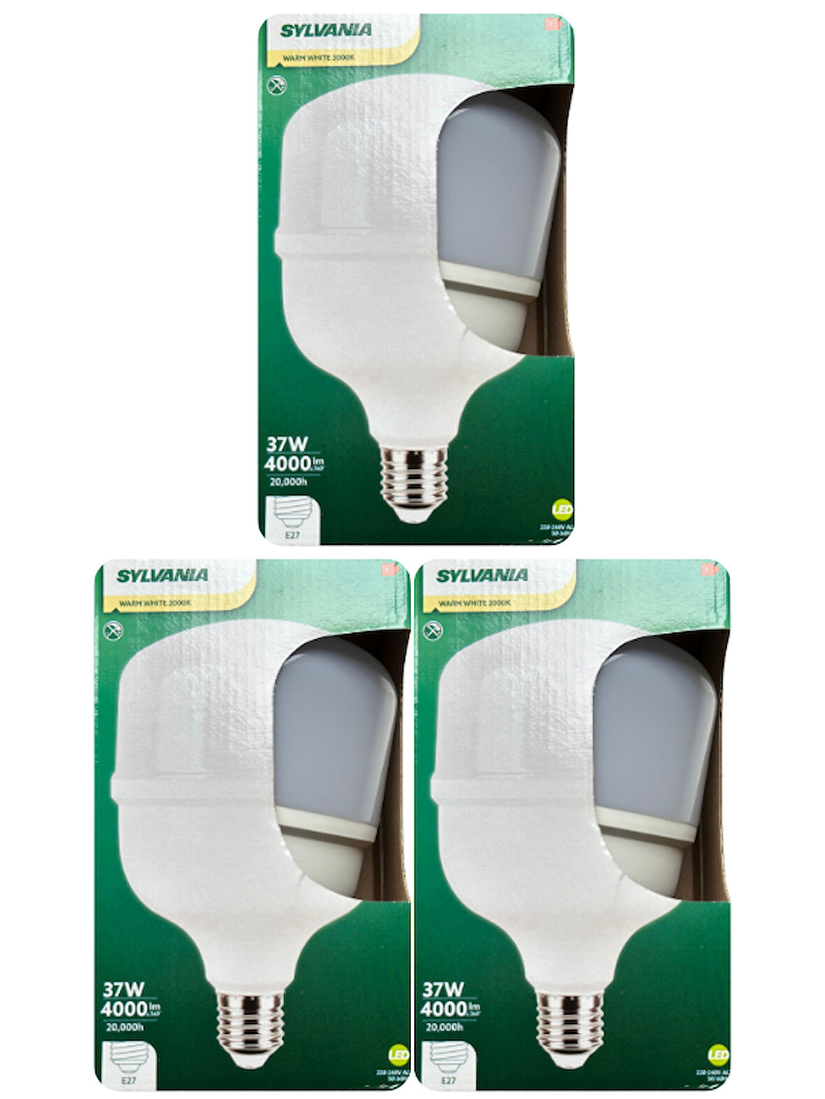 (3 Adet) Sylvania 37W 3000K (Sarı Işık) E27 Duylu (Kalın Duy) Torch Led Ampul