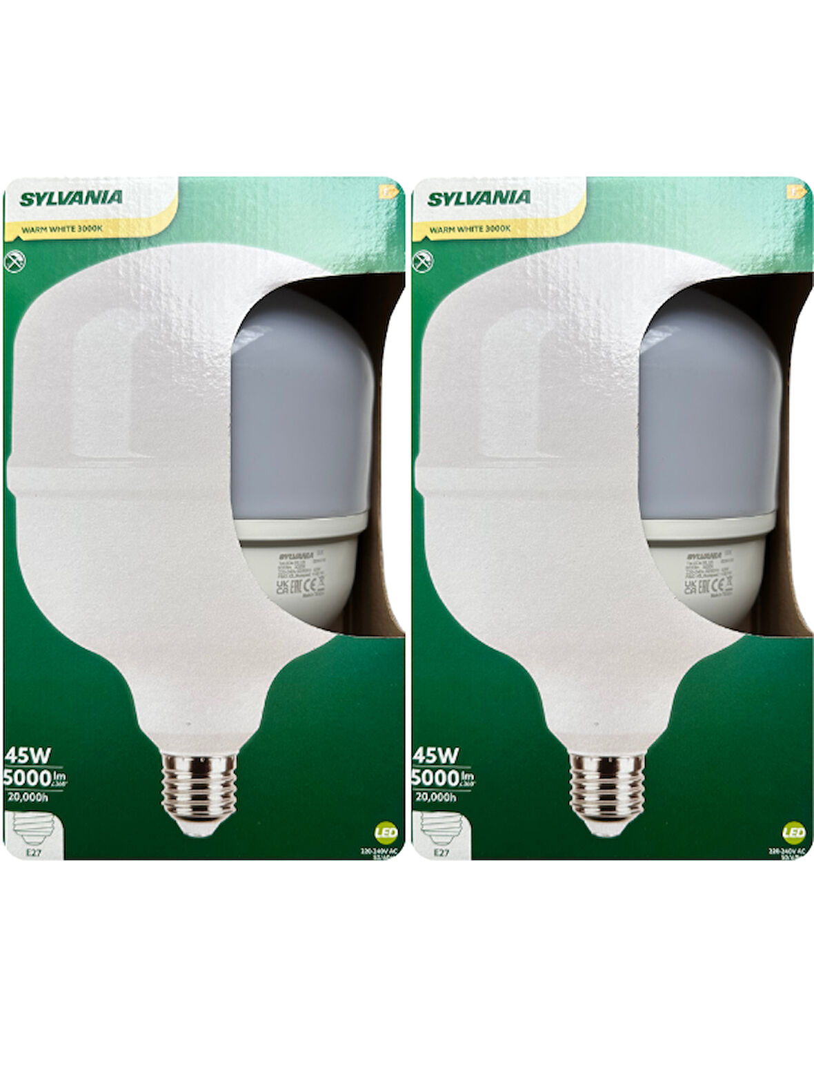 (2 Adet) Sylvania 45W 3000K (Sarı Işık) E27 Duylu (Kalın Duy) Torch Led Ampul 