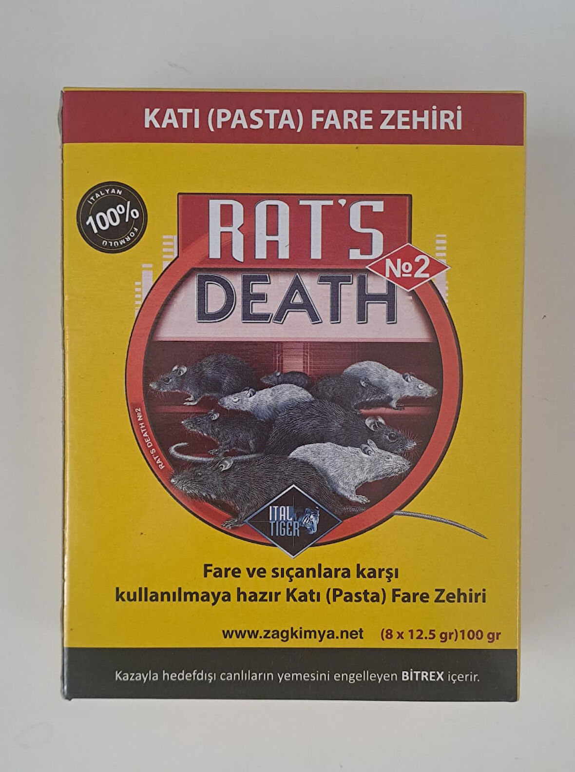 ZAG KİMYA RATS DEATH FARE ZEHİRİ KATI ( PASTA ) 8 x 12,5 gr : 100 gr