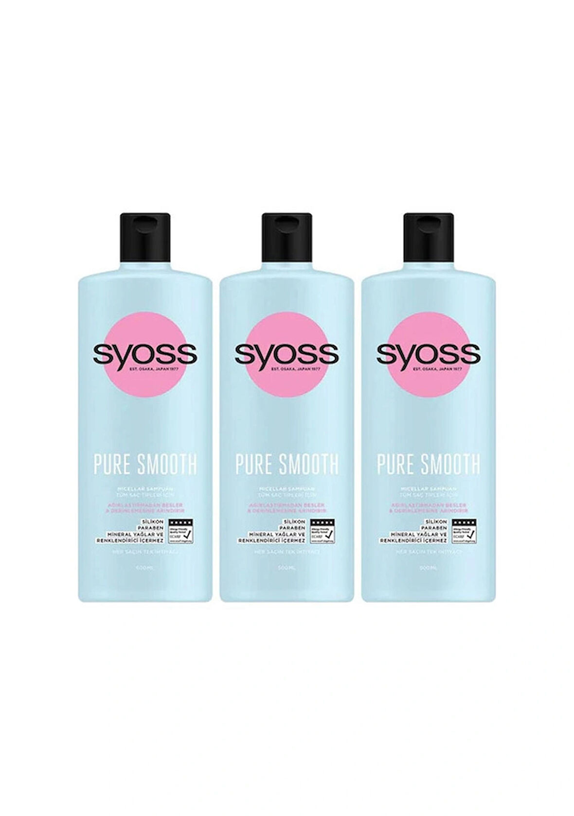 Syoss Pure Smooth Micellar Ağırlaştırmayan Derinlemesine Bakım Şampuan 500ml X 3 Adet