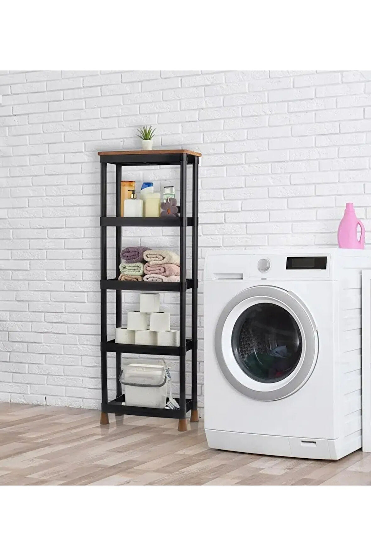 Çok Amaçlı 5 Raflı Su Geçirmez Örtülü Mutfak Banyo Balkon Dolabı Mobilyası